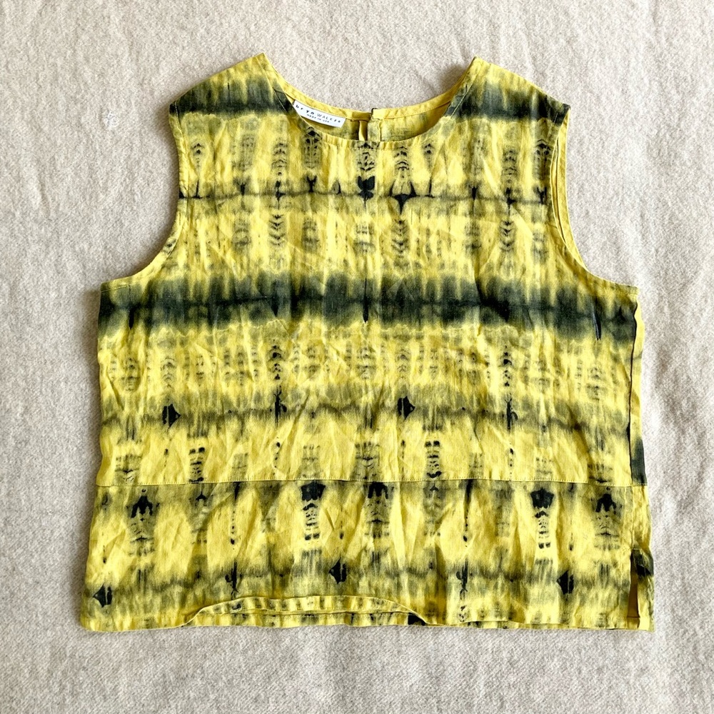 Bryn Walker boxy linen tunic in oriole linen tie dye print - Picture 5 of 10